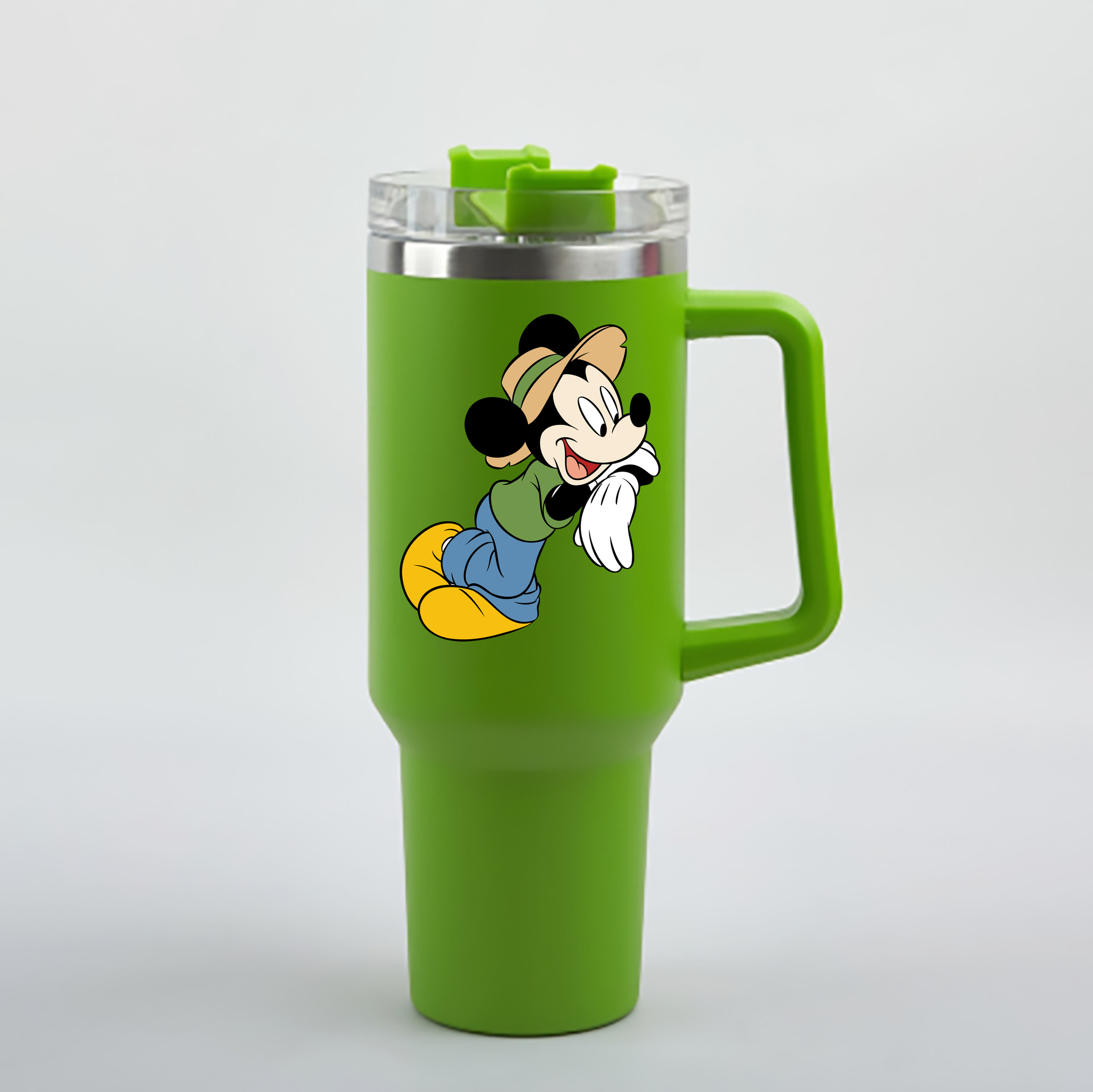 （画像用） ミッキーマウス Mickey Mouse 1200mL車用タンブラー - クリスタルステッカー（プラスチックストロー付き）